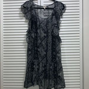 Joie grey/black silk blouse/dress comes with slip